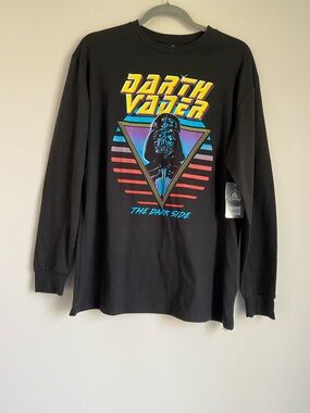 Disney Star Wars Darth Vader long sleeve shirt 80s font size large NWT